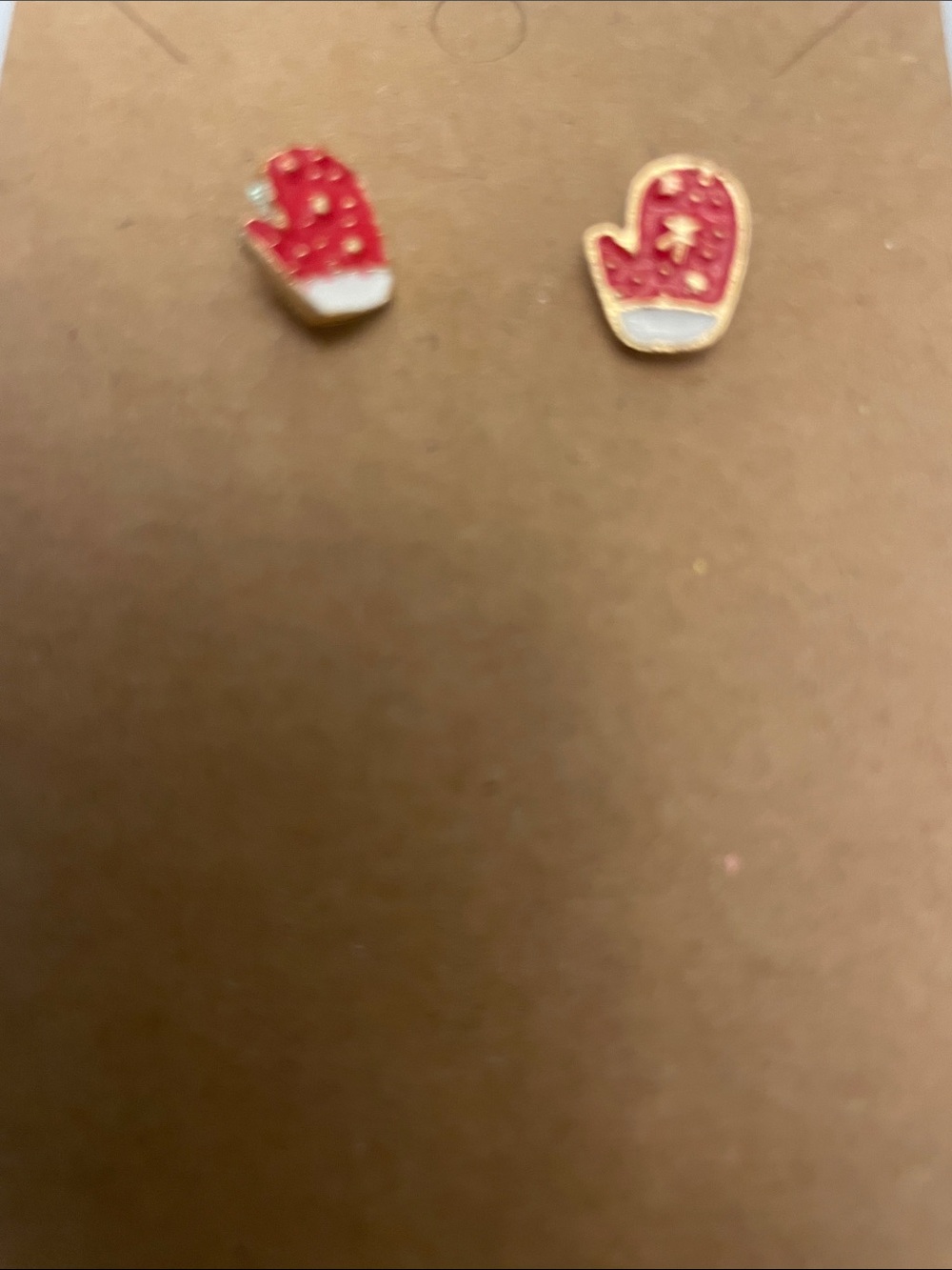 Kids Red Mitten Stud Earrings - Cute Holiday Accessory